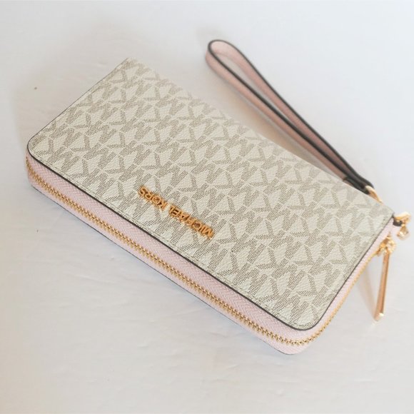 Michael Kors Tote Bag Pink + Wristlet Set Vanilla - Picture 10 of 14